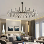 Contemporary Scandinavian Round Radioactive Iron Aluminum 12/24 Light Chandelier for Living Room Lumendat