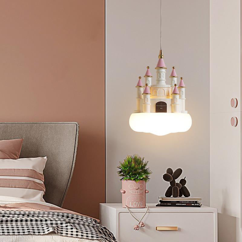 Lumendat Contemporary Nordic Kids Resin PVC PE Castle 1-Light Pendant Light For Bedroom Lumendat