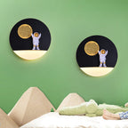 Lumendat Contemporary Creative Iron Resin Round Astronaut LED Wall Sconce Lamp For Bedroom Lumendat