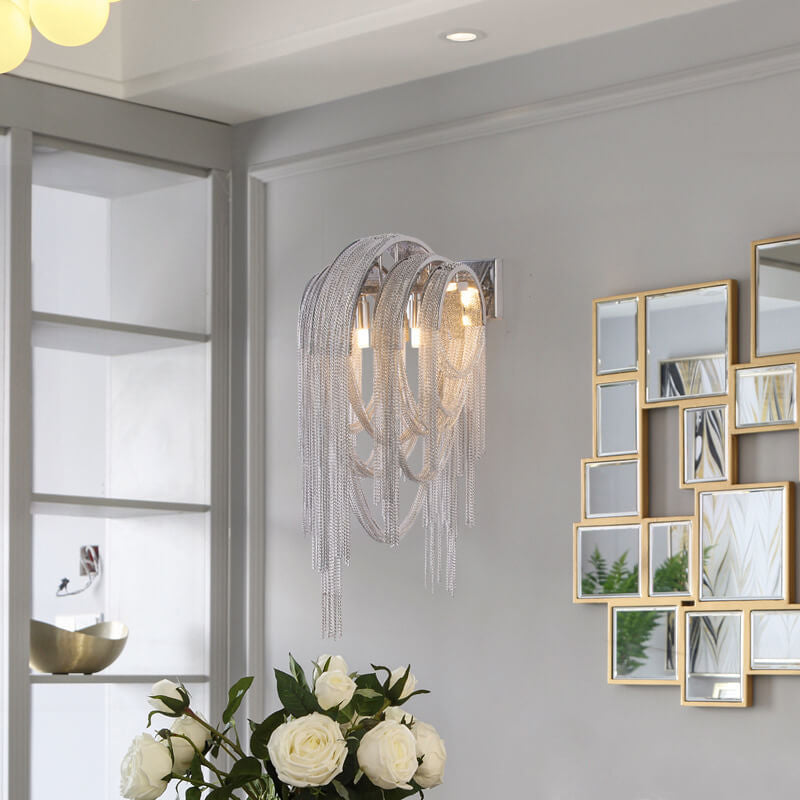 Lumendat Postmodern Luxury Aluminum Chain Tassel 2-Light Wall Sconce Lumendat