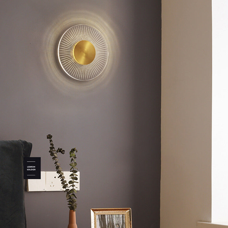 Industrial Full Copper Round Line Design LED Wall Sconce Lamp Lumendat