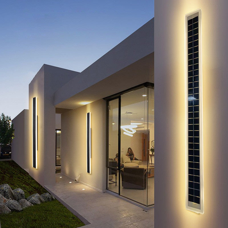 Minimalist Outdoor Solar Rectangular Strip Waterproof Patio LED Wall Sconce Lamp Lumendat