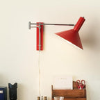 Modern Minimalist Round Tapered Iron 1-Light Retractable Wall Sconce Lamp For Bedroom Lumendat