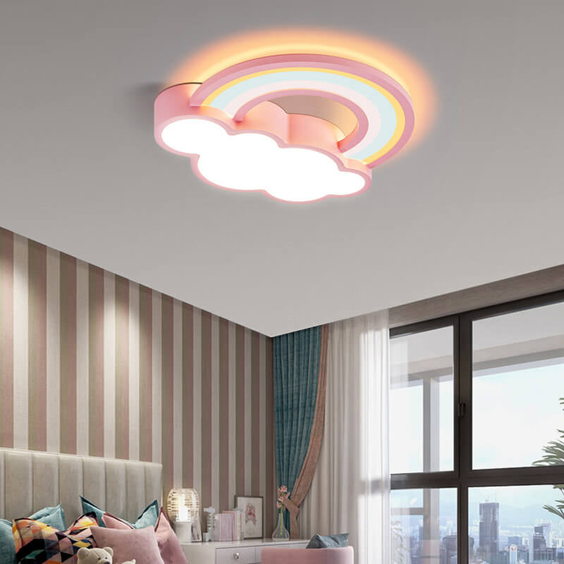 Childlike Cartoon Rainbow Cloud Design LED Flush Mount Light Lumendat