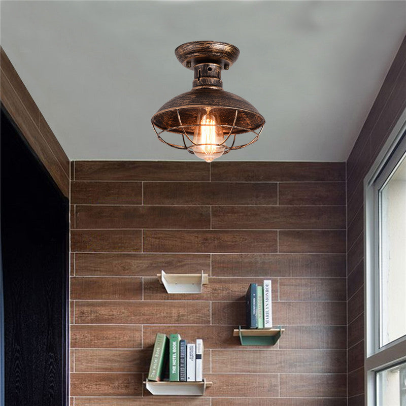 Contemporary Industrial Semicircle Iron 1-light Semi-flush Mount Ceiling Light for Living Room