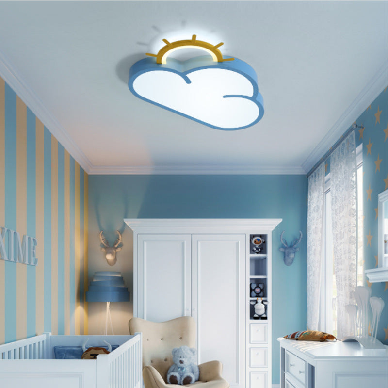 Lumendat Contemporary Creative Cartoon Cloud Sun Acrylic Shade LED Kids Flush Mount Ceiling Light For Bedroom Lumendat