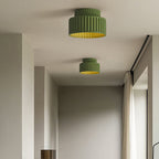 Contemporary Nordic Cream Style Hand Sculpted Stripes Resin Round 1-Light Flush Mount Ceiling Light For Entryway Lumendat