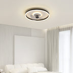 Contemporary Nordic Round Iron Silicone Aluminum Invisible LED Flush Mount Ceiling Fan Light For Living Room & Bedroom Lumendat