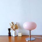 Nordic Vintage Cream Round Glass 1-Light Table Lamp Lumendat