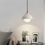 Contemporary Scandinavian Cement Dome Glass Shade 1-light Pendant Light for Bedroom BulbSquare