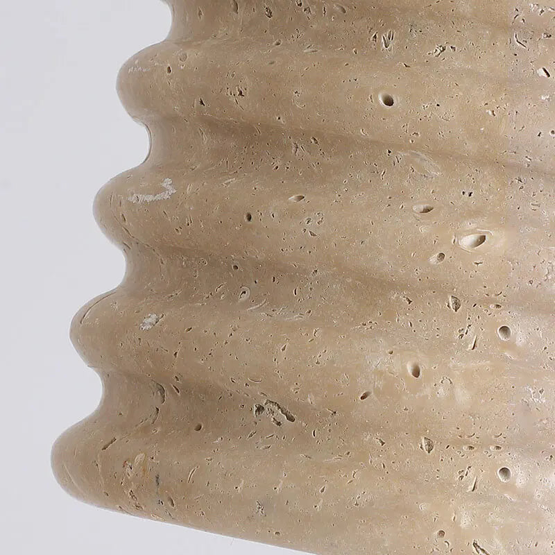 Japanese Wabi-sabi Yellow Travertine Cylinder Lampshade Wood 1-light Pendant Light Lumendat