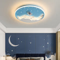 Lumendat Contemporary Creative Kids Round Cloud Astronaut Iron LED Flush Mount Ceiling Light For Bedroom Lumendat