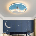 Lumendat Contemporary Creative Kids Round Cloud Astronaut Iron LED Flush Mount Ceiling Light For Bedroom Lumendat