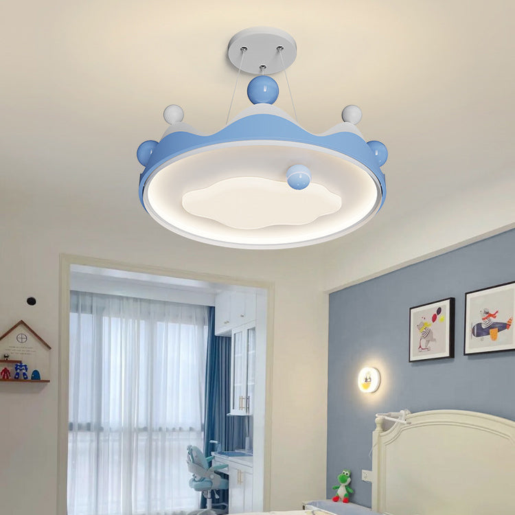 Lumendat Contemporary Creative Kids Crown Iron Plastic LED Semi-Flush Mount Ceiling Light For Bedroom Lumendat