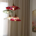 Modern Art Deco Sunflower Copper Glass 1-light Pendant Light for Living Room Lumendat