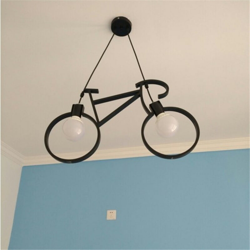 Lumendat Contemporary Creative Bicycle Shape Iron 2-Light Kids Chandelier For Living Room & Bedroom Lumendat