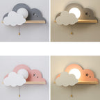 Nordic Macaron Cloud Glass Wood 1-Light Wall Sconce Lamp