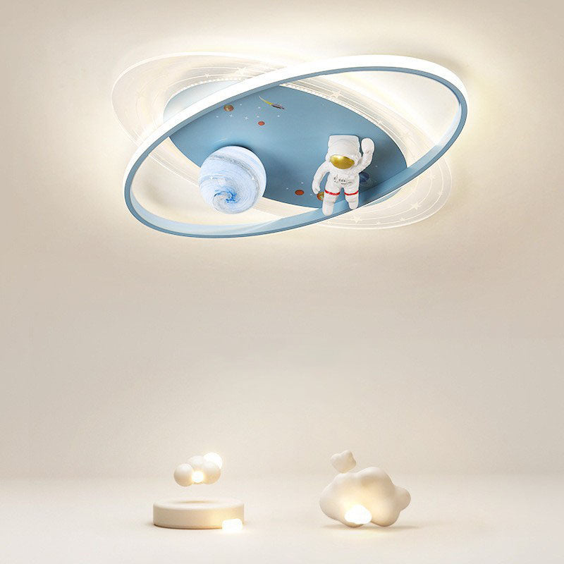 Lumendat Children Creative Cartoon Astronaut Moon Acrylic LED Kids Flush Mount Ceiling Light Lumendat