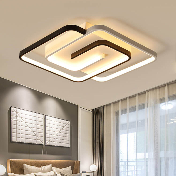 Modern Creative Square Ring Aluminum LED Semi-Flush Mount Ceiling Light Lumendat