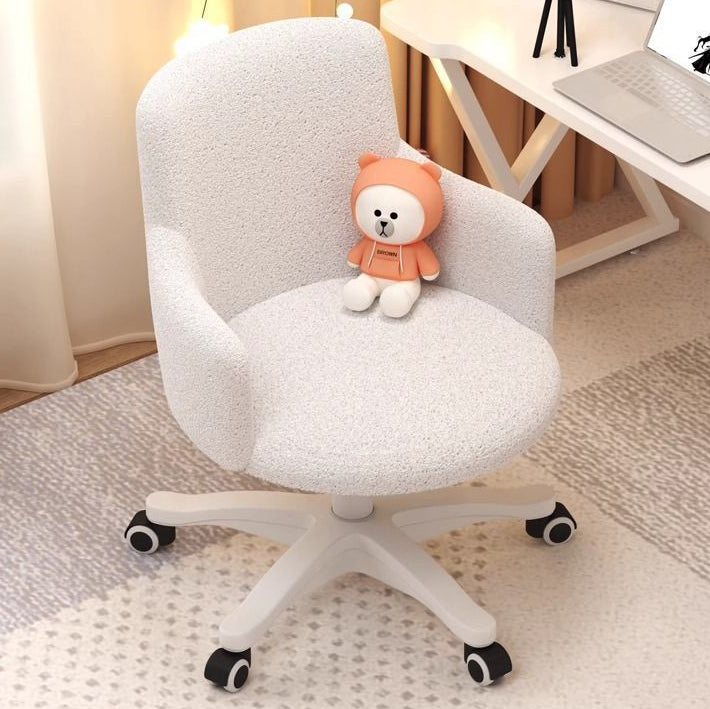 Modern Minimalist Fabric Velvet Nylon Sponge Round Rotatable Desk Chair Backrest Armrest For Home Office DFM-F