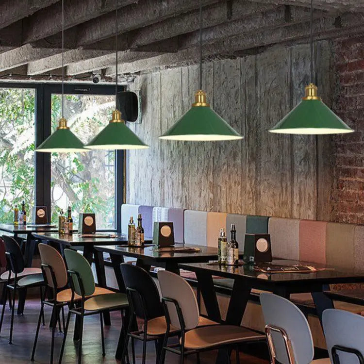 Industrial Vintage Green Iron Dome Cone 1-light Pendant Light Lumendat