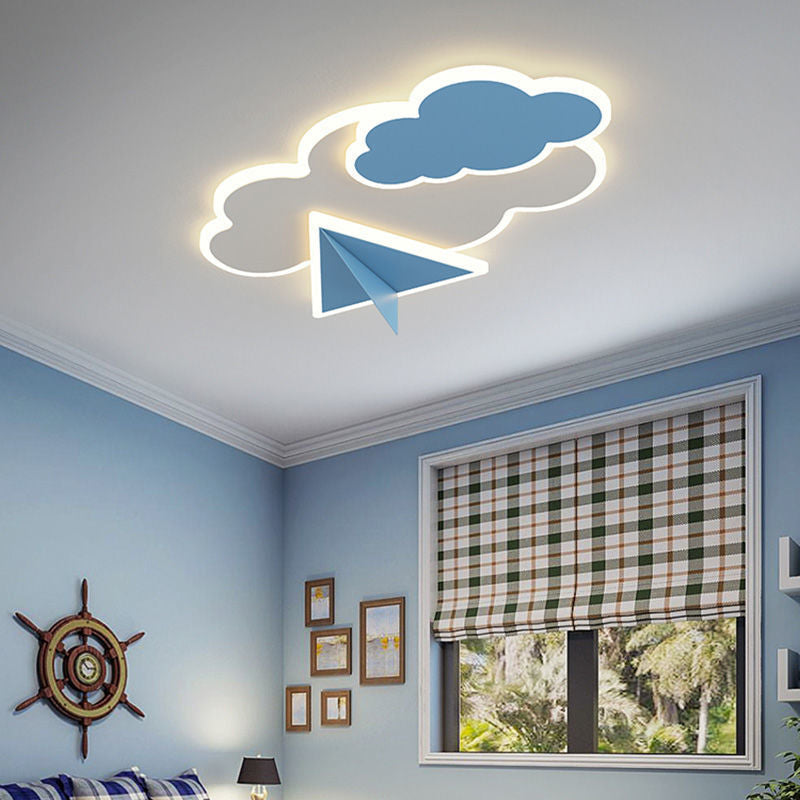 Lumendat Contemporary Creative Kids Iron Acrylic Plane Cloud Astronaut LED Flush Mount Ceiling Light For Bedroom Lumendat