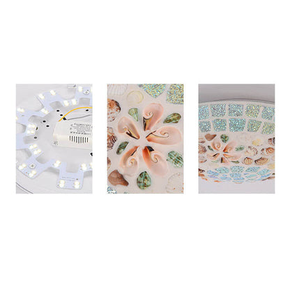 Tiffany Creative Mosaic Shells 1-light Flush Mount Ceiling Light