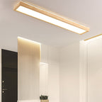 Japanese Minimalist Log Rectangular Walnut LED Flush Mount Ceiling Light BulbSquare