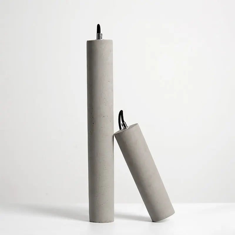 Contemporary Industrial Cylindrical Rough Texture Cement 1-light Pendant Light for Living Room Lumendat