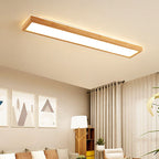 Japanese Minimalist Log Rectangular Walnut LED Flush Mount Ceiling Light BulbSquare