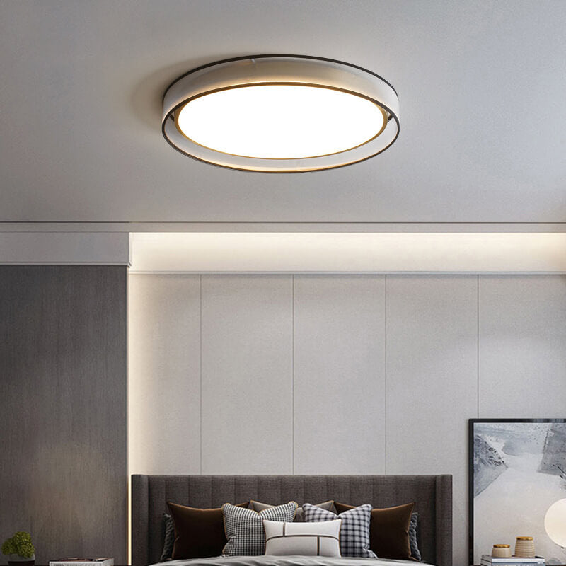 Nordic Luxury Round Fabric Brass Acrylic LED Flush Mount Ceiling Light BulbSquare