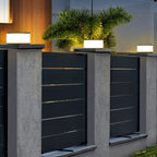 Modern Minimalist Solar Outdoor Round Column Post Head LED Waterproof Landscape Light for Garden Lumendat