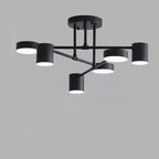 Contemporary Nordic Iron Aluminum Acrylic Round Cylinder Branch LED Semi-flush Mount Ceiling Light for Living Room BulbSquare