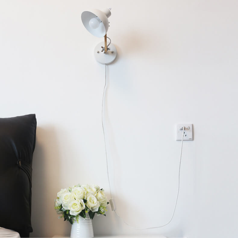Modern Nordic Iron Semicircle Adjustable Wooden Lamp Arm 1-Light Wall Sconce Lamp Lumendat