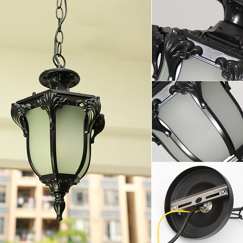 Traditional European Waterproof Aluminum Frame Glass Shade 1-light Pendant Light for Garden