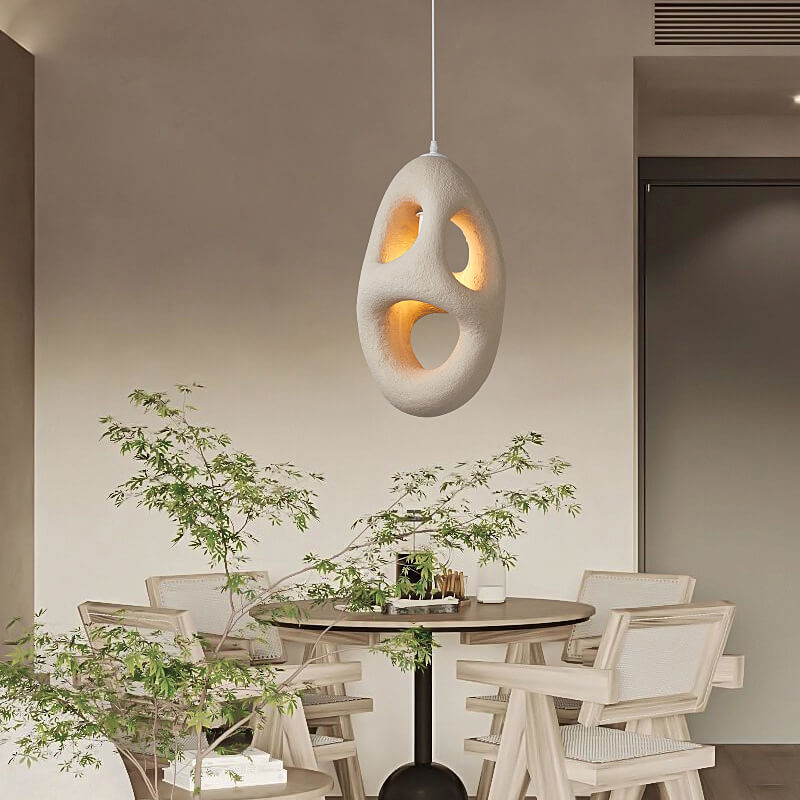 Japanese Wabi-sabi Resin Geometric Circle 1-light Pendant Light BulbSquare