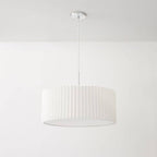Contemporary Scandinavian Pleated PVC Fabric Hardware Drum Cone 1-Light Pendant Light for Living Room Lumendat