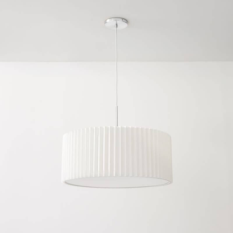 Contemporary Scandinavian Pleated PVC Fabric Hardware Drum Cone 1-Light Pendant Light for Living Room Lumendat