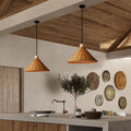 Vintage Wabi-sabi Rattan Weaving Cone 1-light Pendant Light