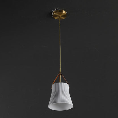 Japanese Light Luxury Ceramic Copper Round Mouth 1-light Pendant Light