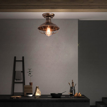 Contemporary Industrial Semicircle Iron 1-light Semi-flush Mount Ceiling Light for Living Room