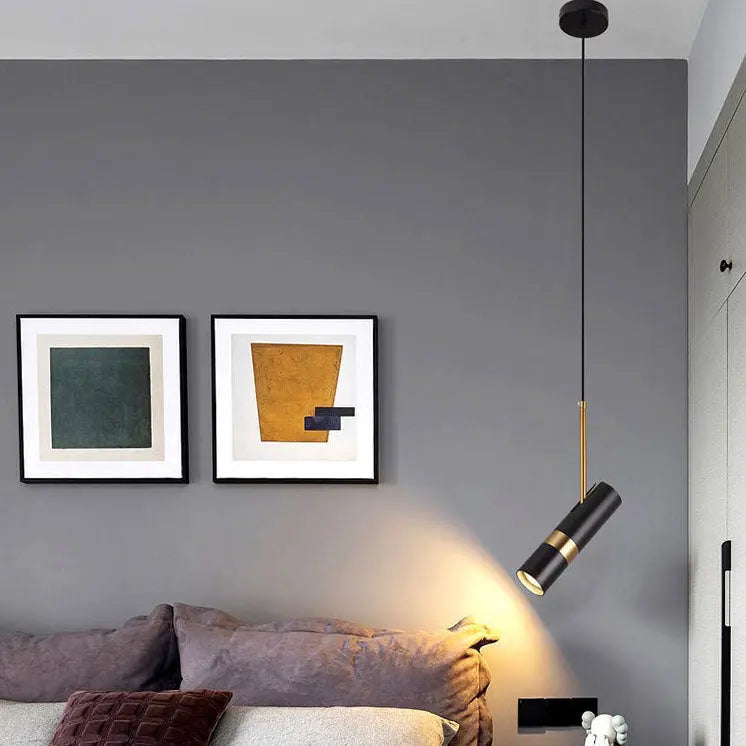 Contemporary Nordic Simplicity Metal Long Barrel 1-light Pendant Light for Bedroom BulbSquare