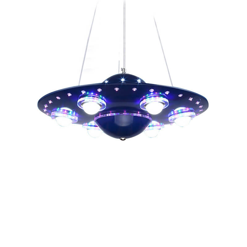 Lumendat Contemporary Creative Kids Spaceship Iron Glass LED Chandelier For Bedroom Lumendat
