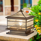 European Outdoor Brass Glass Square 1/2 Light Waterproof Pillar Landscape Light Lumendat