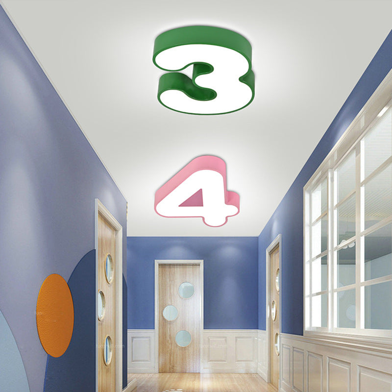 Contemporary Creative Kids Iron Number Design LED Flush Mount Ceiling Light for Bedroom