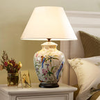 Modern Retro Ceramic Idyllic Flower and Bird 1-Light Table Lamp Lumendat