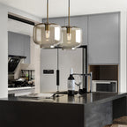 Contemporary Nordic Iron Glass Round Geometric Jar 1-Light Pendant Light For Living Room & Bedroom Lumendat
