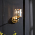 French Light Luxury Crystal Copper Cylinder 1-Light Wall Sconce Lamp Lumendat