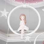 Modern Art Deco Round Astronaut Fairy Princess Acrylic Iron LED Flush Mount Ceiling Light for Bedroom