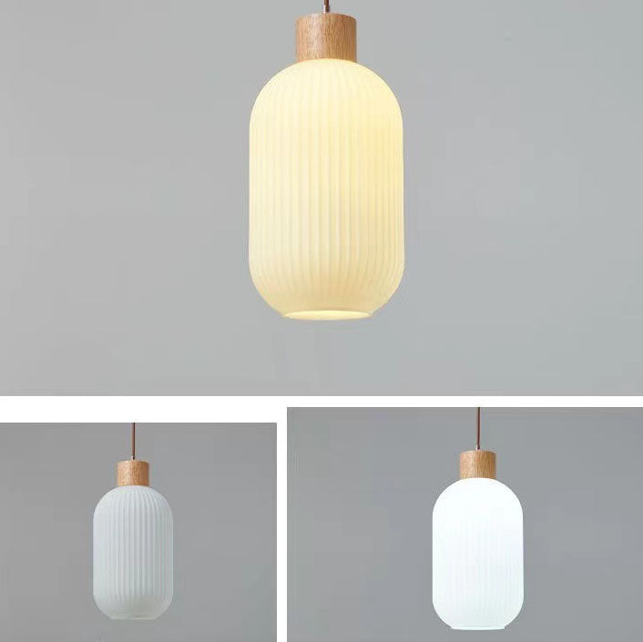Traditional Japanese Log Solid Wood Strip Glass Jar 1/2/3 Light Island Pendant Light For Living Room Lumendat
